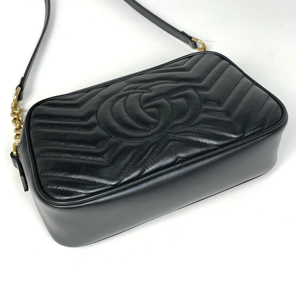 Gucci Chain Marmont GG Bag Leather Shoulder Black